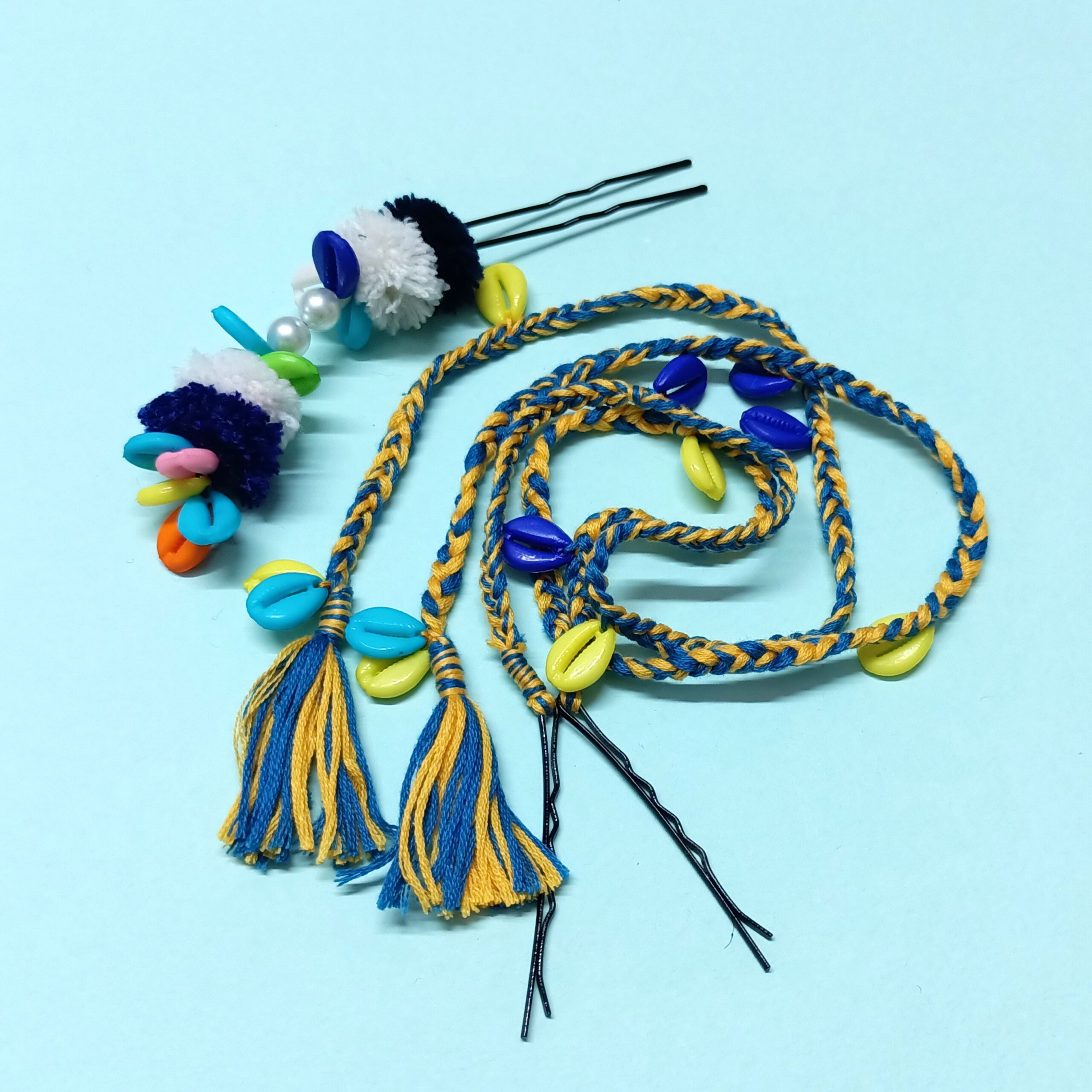 Hair Accessories Choti/Parandi- Blue &Yellow