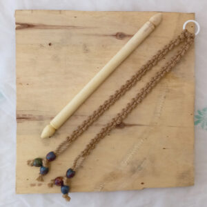Tissue pepper holder with 9" wooden rod - BROWN | Hand-Crafted| macramé | Knotted | Beaded |Artistic