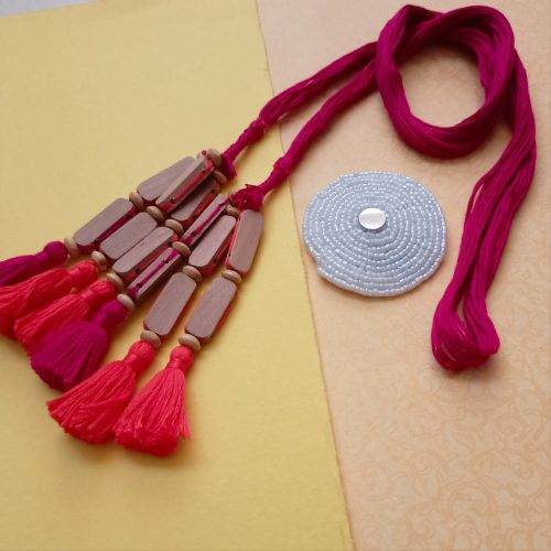 Krit Hot pink Parandi with white chakri- combo