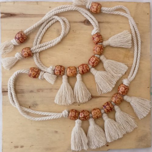 kriti wooden beads curtain holder (4) White & badge beads curtain holder