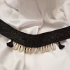 Black embroidery lace choker with real cowries