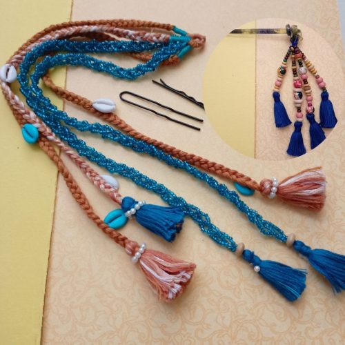 hair accesories combo (2) Krit hair strings blue & brown - combo
