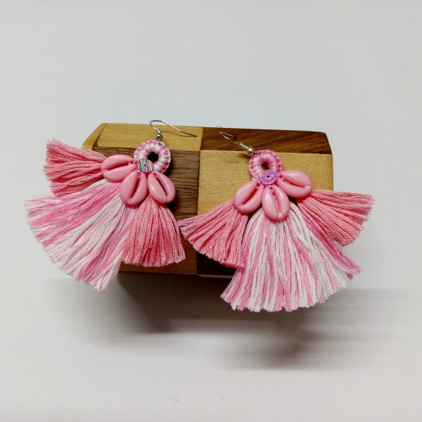 kira pink earrings (1) kira peach & pink tassels earrings- combo