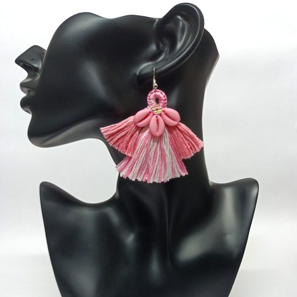 kira pink earrings (2) kira peach & pink tassels earrings- combo