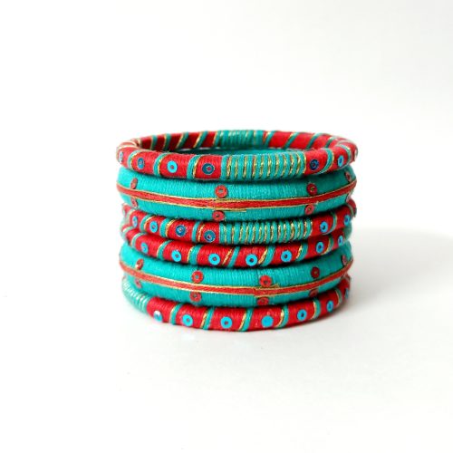 kira red-aqua mini bangles