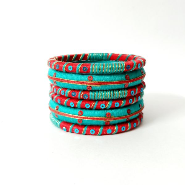 kira red-aqua mini bangles