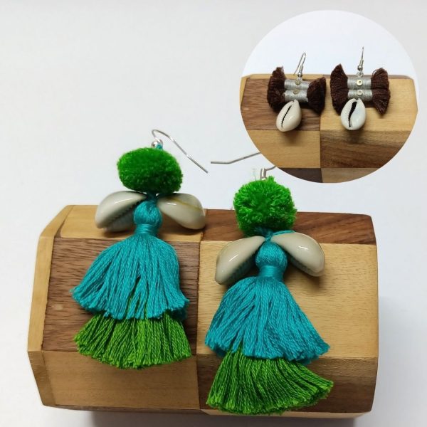 damroo & guddi tassels earrings brown- combo