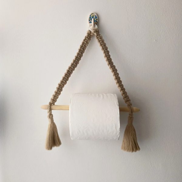 Tissue paper holder Mini macramé- light brown