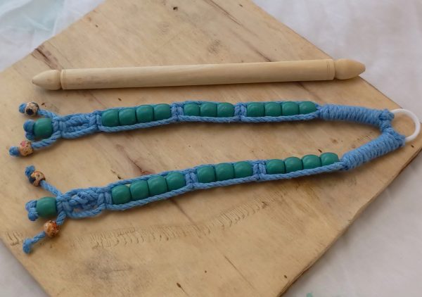 Tissue paper holder Mini macramé- blue