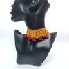 Yellow Sitra embroidery lace choker