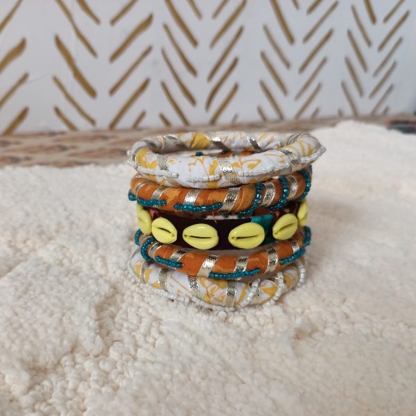 Banjara Fabric Bangles -handmade- yellow & white color
