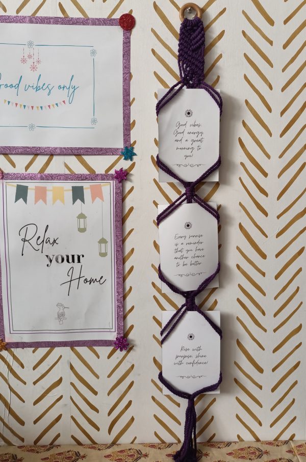 Mini wall photo frame (4inch x 6inch) -macramé - Purple Color
