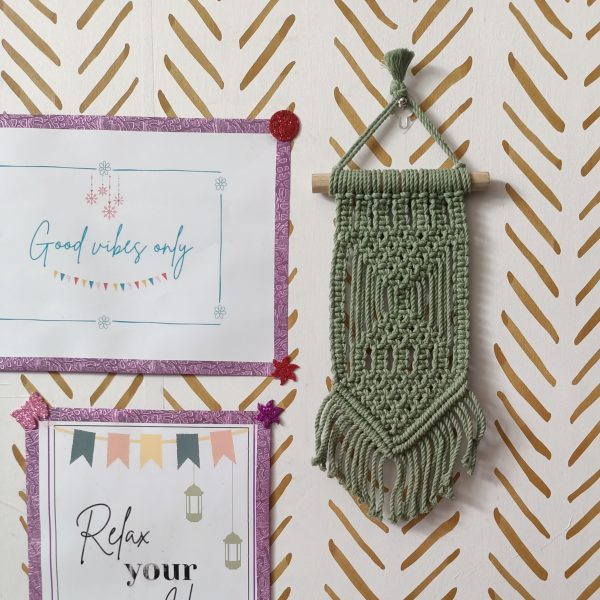 Mini wall photo frame -macramé - Pastel Green color